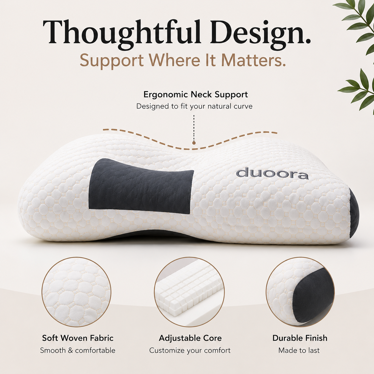 Duoora Adjustable Ergonomic Neck Support Pillow
